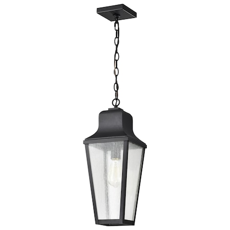 Nuvo Lawrence - 1 Light Hanging Lantern - Matte Black with Clear Seeded Glass 60/8135